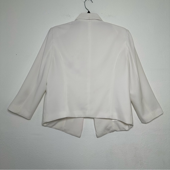 Mural Curve Open Front Shawl Collar Elegant Ivory Blazer - Picture 3 of 12